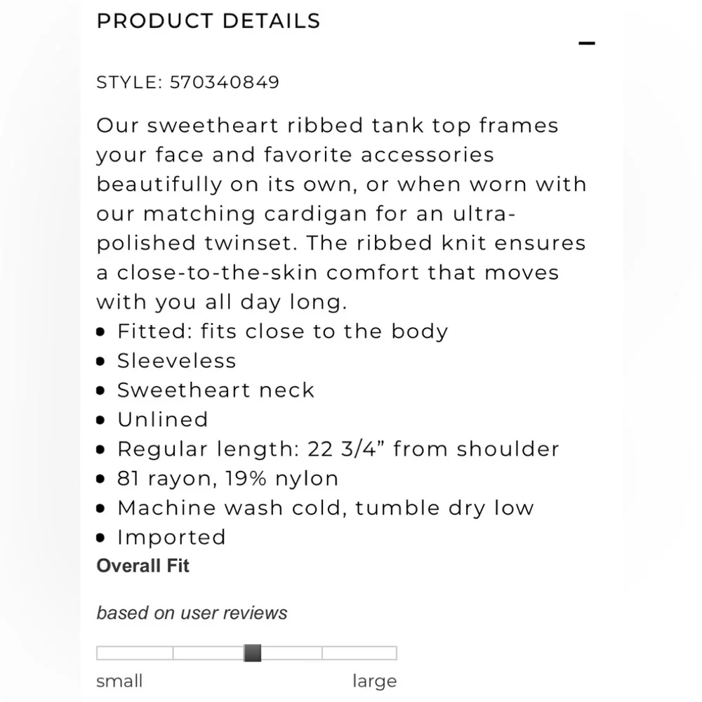 White House Black Market Sweetheart Tank - Picture 9 of 15
